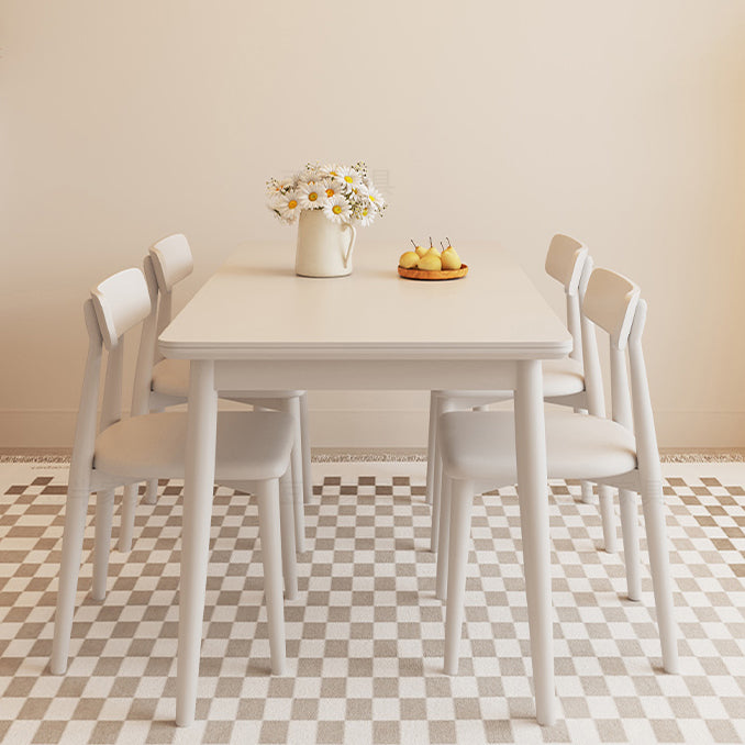 Modern Style 1/4/5 Pieces Dining Room Table Rectangle Stone Furniture in White
