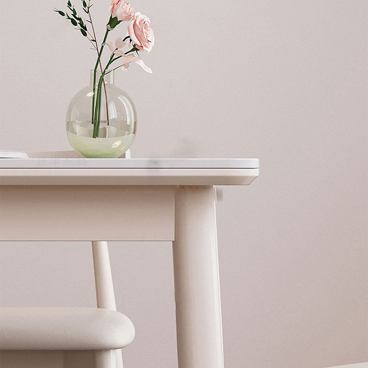 Modern Style 1/4/5 Pieces Dining Room Table Rectangle Stone Furniture in White