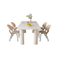 Modern Style 1/4/5/7 Pieces Dining Table Rectangle Stone Furniture in White 5 Pieces: Table, 4 Chairs Clearhalo 'Dining Room Sets' 'Dining Tables & Seating' 'dining_room_set' 'furn' 'furn_dining_room_set' 'Furniture' 'Kitchen & Dining Furniture' 7076031