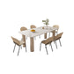 Modern Style 1/4/5/7 Pieces Dining Table Rectangle Stone Furniture in White 7 Pieces: Table, 6 Chairs Clearhalo 'Dining Room Sets' 'Dining Tables & Seating' 'dining_room_set' 'furn' 'furn_dining_room_set' 'Furniture' 'Kitchen & Dining Furniture' 7076032