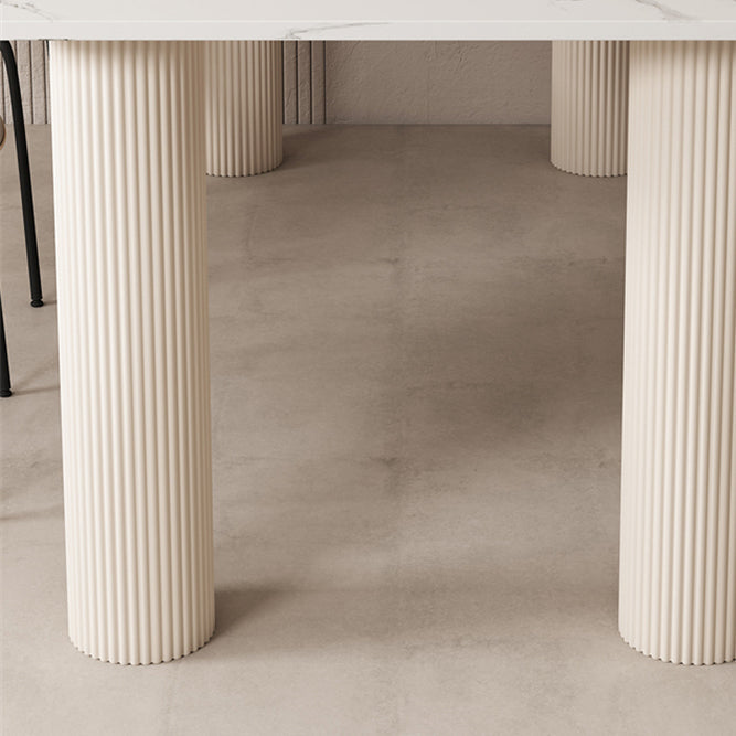 Modern Style 1/4/5/7 Pieces Dining Table Rectangle Stone Furniture in White Clearhalo 'Dining Room Sets' 'Dining Tables & Seating' 'dining_room_set' 'furn' 'furn_dining_room_set' 'Furniture' 'Kitchen & Dining Furniture' 7076039