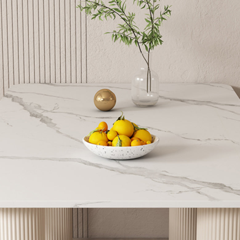 Modern Style 1/4/5/7 Pieces Dining Table Rectangle Stone Furniture in White Clearhalo 'Dining Room Sets' 'Dining Tables & Seating' 'dining_room_set' 'furn' 'furn_dining_room_set' 'Furniture' 'Kitchen & Dining Furniture' 7076040