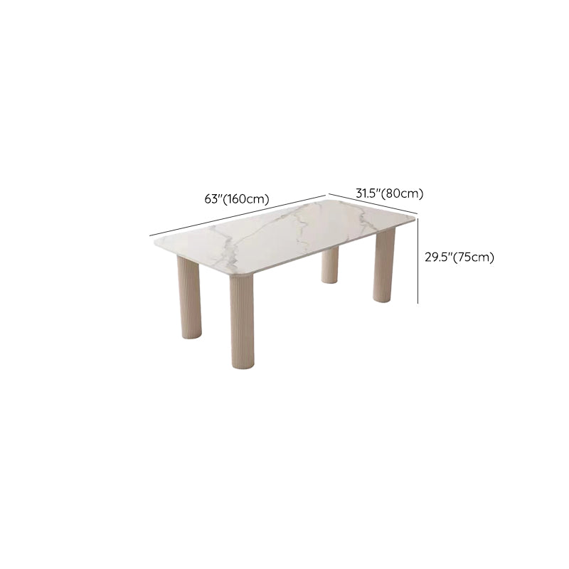 Modern Style 1/4/5/7 Pieces Dining Table Rectangle Stone Furniture in White Clearhalo 'Dining Room Sets' 'Dining Tables & Seating' 'dining_room_set' 'furn' 'furn_dining_room_set' 'Furniture' 'Kitchen & Dining Furniture' 7076044