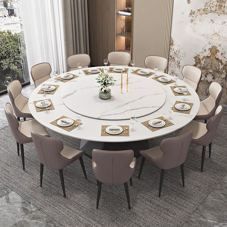 Contemporary 1/4/5/7/9/13 Pieces Furniture Round Stone Dining Set in White Clearhalo 'Dining Room Sets' 'Dining Tables & Seating' 'dining_room_set' 'furn' 'furn_dining_room_set' 'Furniture' 'Kitchen & Dining Furniture' 7076090