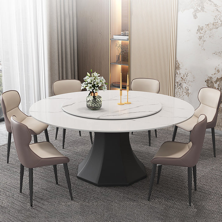 Contemporary 1/4/5/7/9/13 Pieces Furniture Round Stone Dining Set in White Clearhalo 'Dining Room Sets' 'Dining Tables & Seating' 'dining_room_set' 'furn' 'furn_dining_room_set' 'Furniture' 'Kitchen & Dining Furniture' 7076093
