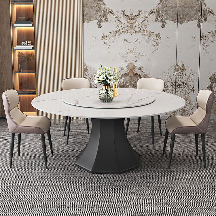 Contemporary 1/4/5/7/9/13 Pieces Furniture Round Stone Dining Set in White Clearhalo 'Dining Room Sets' 'Dining Tables & Seating' 'dining_room_set' 'furn' 'furn_dining_room_set' 'Furniture' 'Kitchen & Dining Furniture' 7076095