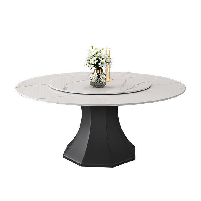 Contemporary 1/4/5/7/9/13 Pieces Furniture Round Stone Dining Set in White Clearhalo 'Dining Room Sets' 'Dining Tables & Seating' 'dining_room_set' 'furn' 'furn_dining_room_set' 'Furniture' 'Kitchen & Dining Furniture' 7076096