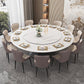 Contemporary 1/4/5/7/9/13 Pieces Furniture Round Stone Dining Set in White 13 Pieces: Table, 12 Chairs Clearhalo 'Dining Room Sets' 'Dining Tables & Seating' 'dining_room_set' 'furn' 'furn_dining_room_set' 'Furniture' 'Kitchen & Dining Furniture' 7076100