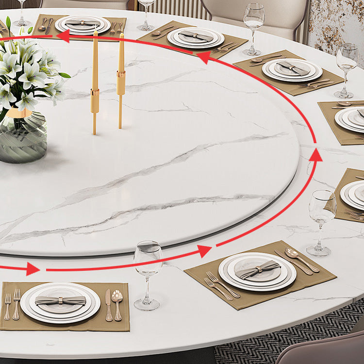 Contemporary 1/4/5/7/9/13 Pieces Furniture Round Stone Dining Set in White Clearhalo 'Dining Room Sets' 'Dining Tables & Seating' 'dining_room_set' 'furn' 'furn_dining_room_set' 'Furniture' 'Kitchen & Dining Furniture' 7076101