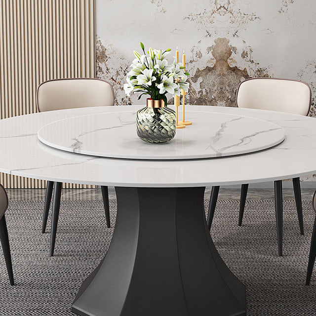Contemporary 1/4/5/7/9/13 Pieces Furniture Round Stone Dining Set in White Clearhalo 'Dining Room Sets' 'Dining Tables & Seating' 'dining_room_set' 'furn' 'furn_dining_room_set' 'Furniture' 'Kitchen & Dining Furniture' 7076102
