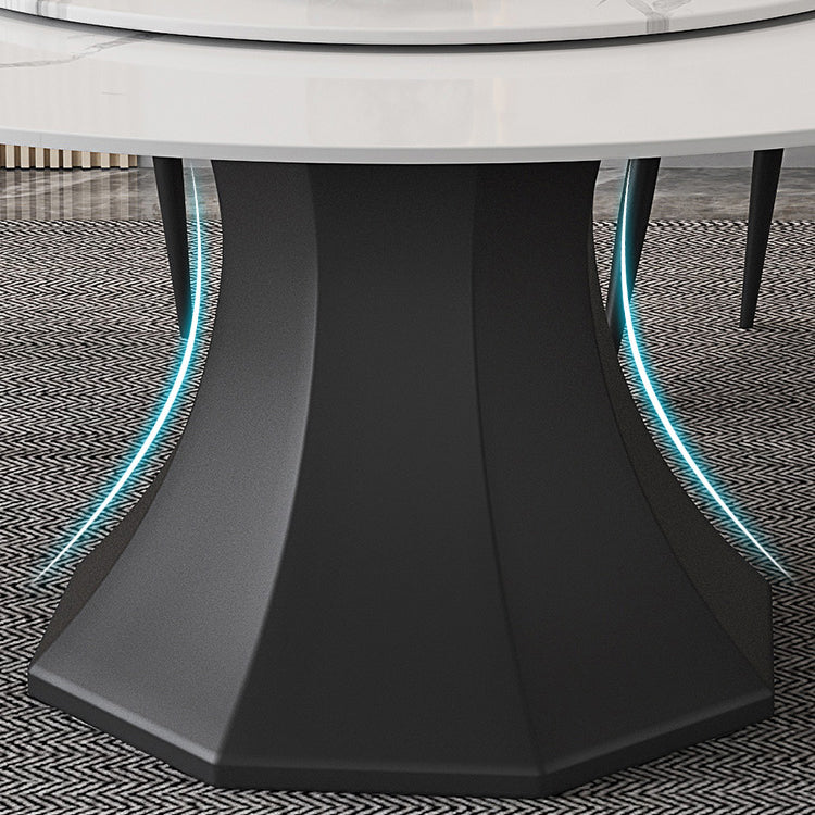 Contemporary 1/4/5/7/9/13 Pieces Furniture Round Stone Dining Set in White Clearhalo 'Dining Room Sets' 'Dining Tables & Seating' 'dining_room_set' 'furn' 'furn_dining_room_set' 'Furniture' 'Kitchen & Dining Furniture' 7076103