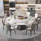 Contemporary 1/4/5/7/9/13 Pieces Furniture Round Stone Dining Set in White Clearhalo 'Dining Room Sets' 'Dining Tables & Seating' 'dining_room_set' 'furn' 'furn_dining_room_set' 'Furniture' 'Kitchen & Dining Furniture' 7076105