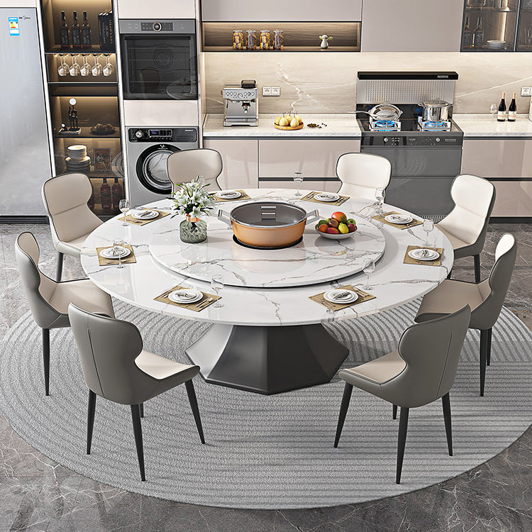 Contemporary 1/4/5/7/9/13 Pieces Furniture Round Stone Dining Set in White Clearhalo 'Dining Room Sets' 'Dining Tables & Seating' 'dining_room_set' 'furn' 'furn_dining_room_set' 'Furniture' 'Kitchen & Dining Furniture' 7076105