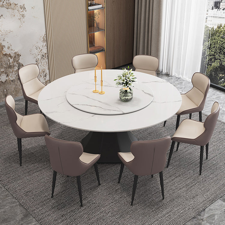 Contemporary 1/4/5/7/9/13 Pieces Furniture Round Stone Dining Set in White Clearhalo 'Dining Room Sets' 'Dining Tables & Seating' 'dining_room_set' 'furn' 'furn_dining_room_set' 'Furniture' 'Kitchen & Dining Furniture' 7076106