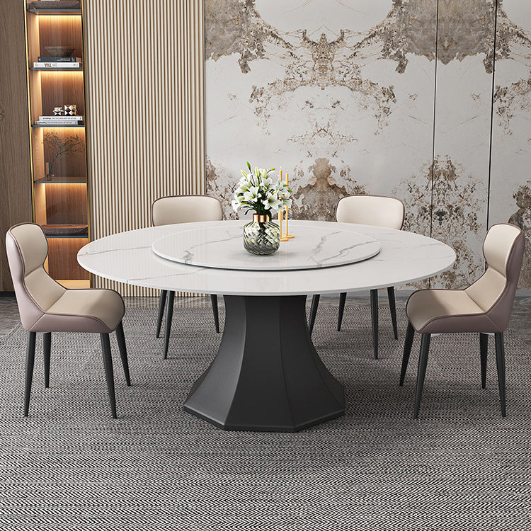 Contemporary 1/4/5/7/9/13 Pieces Furniture Round Stone Dining Set in White Clearhalo 'Dining Room Sets' 'Dining Tables & Seating' 'dining_room_set' 'furn' 'furn_dining_room_set' 'Furniture' 'Kitchen & Dining Furniture' 7076107