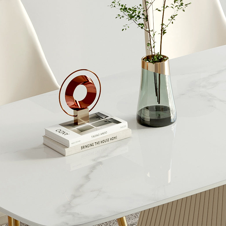 Estilo moderno 1/2/5/7 piezas Mesa de piedra rectangular de mesa en blanco