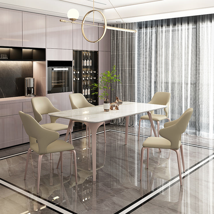 Stile moderno 1/4/5/6/7 pezzi tavolo da pranzo mobili in pietra rettangolo in bianco