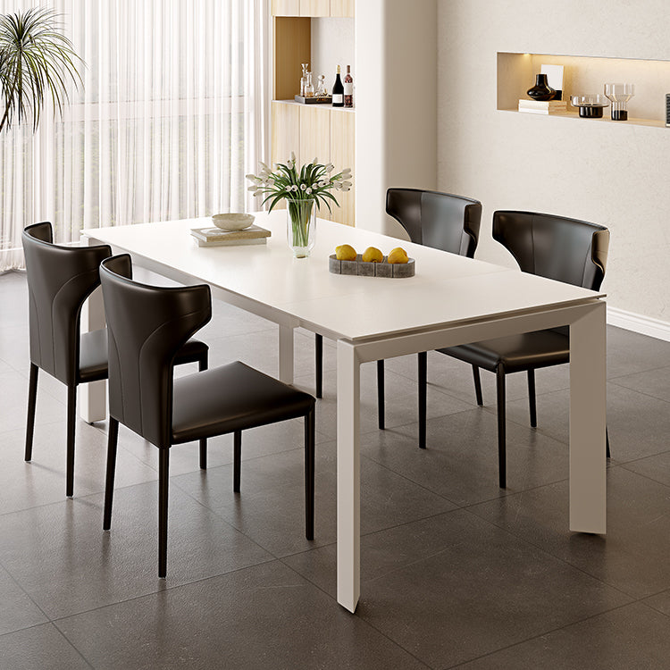 Modern Style 1/3/4/5/7 Pieces Dining Table Rectangle Stone Extendable Furniture in White Clearhalo 'Dining Room Sets' 'Dining Tables & Seating' 'dining_room_set' 'furn' 'furn_dining_room_set' 'Furniture' 'Kitchen & Dining Furniture' 7076230