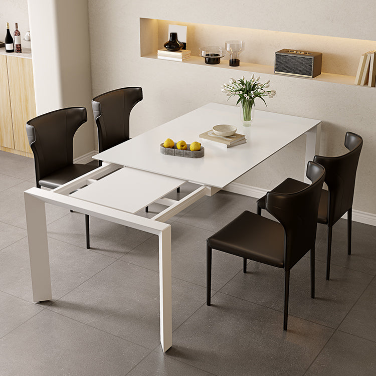 Modern Style 1/3/4/5/7 Pieces Dining Table Rectangle Stone Extendable Furniture in White Clearhalo 'Dining Room Sets' 'Dining Tables & Seating' 'dining_room_set' 'furn' 'furn_dining_room_set' 'Furniture' 'Kitchen & Dining Furniture' 7076233
