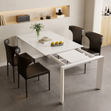 Modern Style 1/3/4/5/7 Pieces Dining Table Rectangle Stone Extendable Furniture in White