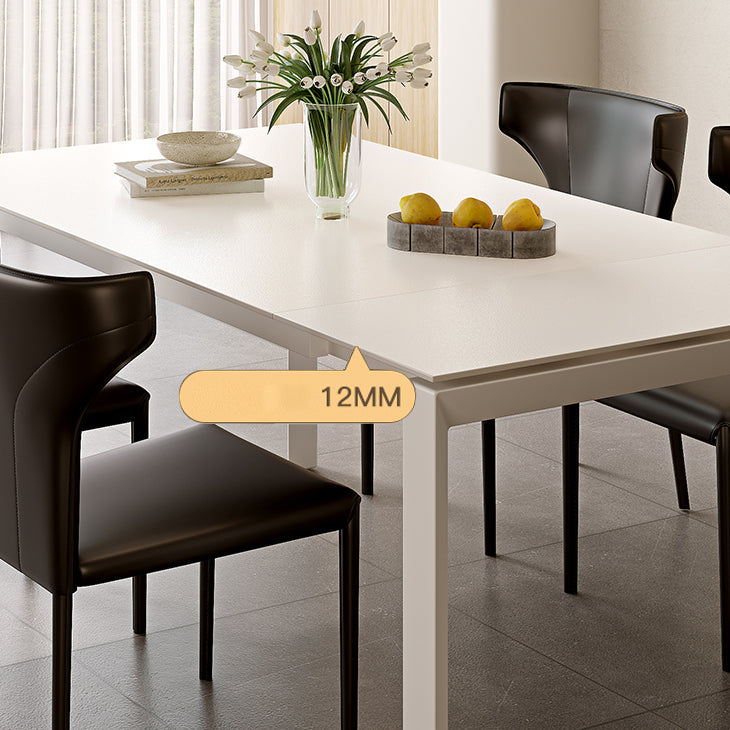 Modern Style 1/3/4/5/7 Pieces Dining Table Rectangle Stone Extendable Furniture in White Clearhalo 'Dining Room Sets' 'Dining Tables & Seating' 'dining_room_set' 'furn' 'furn_dining_room_set' 'Furniture' 'Kitchen & Dining Furniture' 7076240