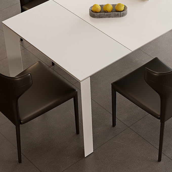 Modern Style 1/3/4/5/7 Pieces Dining Table Rectangle Stone Extendable Furniture in White Clearhalo 'Dining Room Sets' 'Dining Tables & Seating' 'dining_room_set' 'furn' 'furn_dining_room_set' 'Furniture' 'Kitchen & Dining Furniture' 7076241
