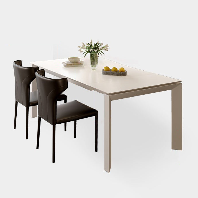 Modern Style 1/3/4/5/7 Pieces Dining Table Rectangle Stone Extendable Furniture in White Clearhalo 'Dining Room Sets' 'Dining Tables & Seating' 'dining_room_set' 'furn' 'furn_dining_room_set' 'Furniture' 'Kitchen & Dining Furniture' 7076244