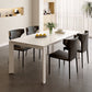 Modern Style 1/3/4/5/7 Pieces Dining Table Rectangle Stone Extendable Furniture in White Clearhalo 'Dining Room Sets' 'Dining Tables & Seating' 'dining_room_set' 'furn' 'furn_dining_room_set' 'Furniture' 'Kitchen & Dining Furniture' 7076246