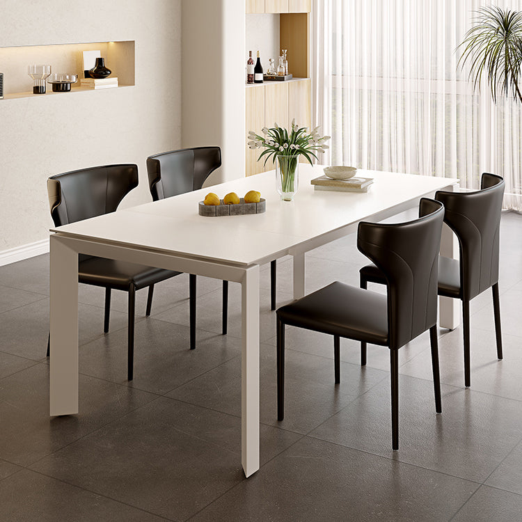 Modern Style 1/3/4/5/7 Pieces Dining Table Rectangle Stone Extendable Furniture in White Clearhalo 'Dining Room Sets' 'Dining Tables & Seating' 'dining_room_set' 'furn' 'furn_dining_room_set' 'Furniture' 'Kitchen & Dining Furniture' 7076246