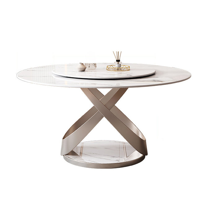 Modern Style 1/4/5/7 Pieces Furniture Round Stone Dining Set in White Clearhalo 'Dining Room Sets' 'Dining Tables & Seating' 'dining_room_set' 'furn' 'furn_dining_room_set' 'Furniture' 'Kitchen & Dining Furniture' 7076261