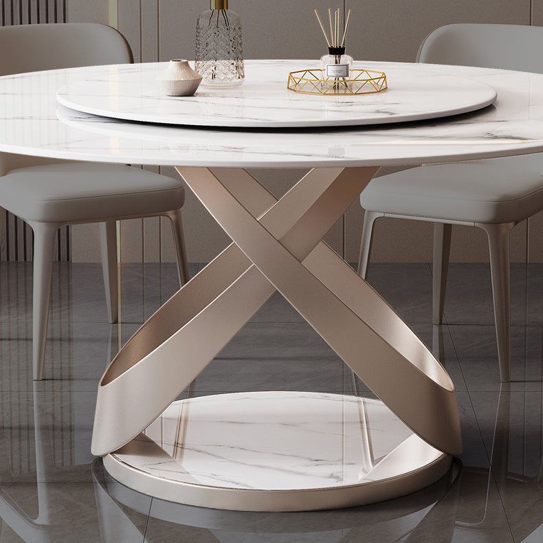 Modern Style 1/4/5/7 Pieces Furniture Round Stone Dining Set in White Clearhalo 'Dining Room Sets' 'Dining Tables & Seating' 'dining_room_set' 'furn' 'furn_dining_room_set' 'Furniture' 'Kitchen & Dining Furniture' 7076263