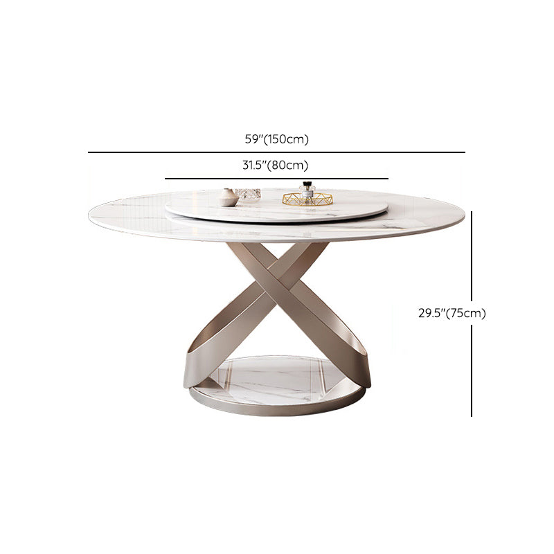 Modern Style 1/4/5/7 Pieces Furniture Round Stone Dining Set in White Clearhalo 'Dining Room Sets' 'Dining Tables & Seating' 'dining_room_set' 'furn' 'furn_dining_room_set' 'Furniture' 'Kitchen & Dining Furniture' 7076271