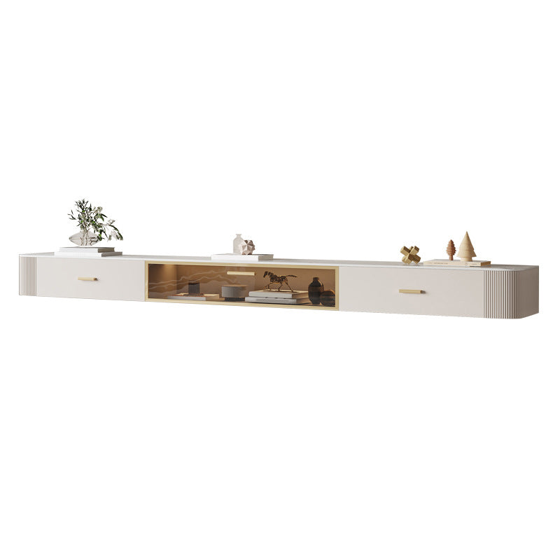 Consola flotante para TV, soporte multimedia para TV de piedra con 2 cajones