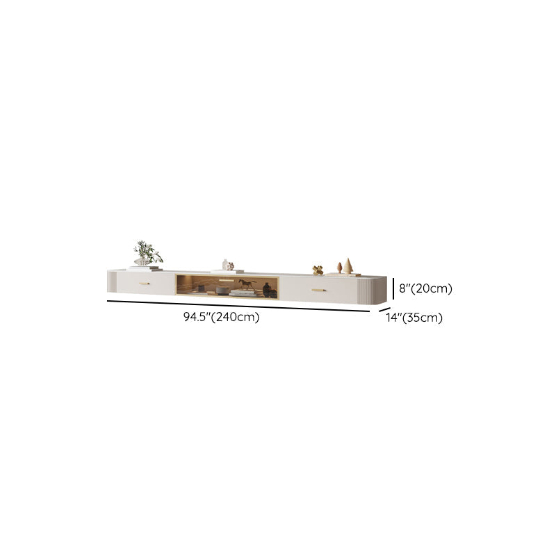 Consola flotante para TV, soporte multimedia para TV de piedra con 2 cajones