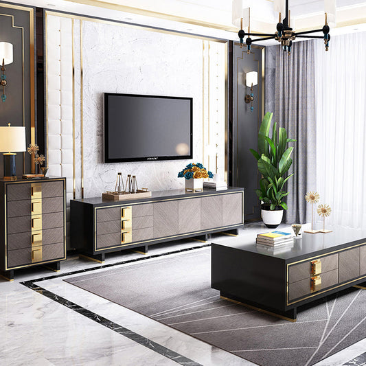 Glam TV Stand Console Enclosed Storage TV Media Stand with Drawers Clearhalo 'furn' 'furn_tv_stands_entertainment_centers' 'Furniture' 'Living Room Furniture' 'TV Stands & Entertainment Centers' 'TV Stands & Media Storage Furniture' 'tv_stands_entertainment_centers' 7076396