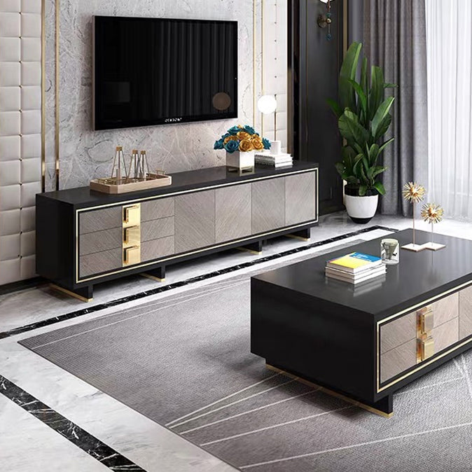 Glam TV Stand Console Enclosed Storage TV Media Stand with Drawers Clearhalo 'furn' 'furn_tv_stands_entertainment_centers' 'Furniture' 'Living Room Furniture' 'TV Stands & Entertainment Centers' 'TV Stands & Media Storage Furniture' 'tv_stands_entertainment_centers' 7076399