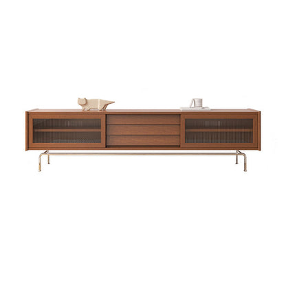 Scandinavian TV Stand Console Solid Wood TV Media Stand with Drawers 59"L x 15"W x 21"H Brown Clearhalo 'furn' 'furn_tv_stands_entertainment_centers' 'Furniture' 'Living Room Furniture' 'TV Stands & Entertainment Centers' 'TV Stands & Media Storage Furniture' 'tv_stands_entertainment_centers' 7076412