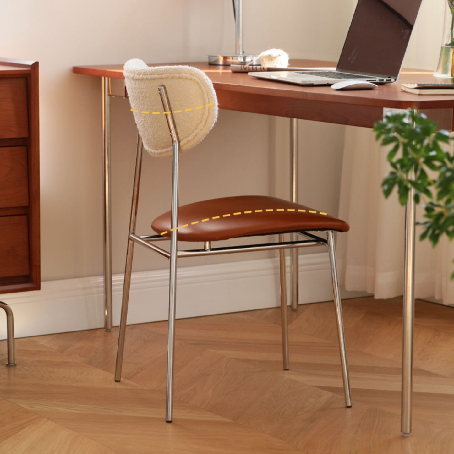 Chaise de salle à manger de cuisine contemporaine Open Back Metal Fide Side