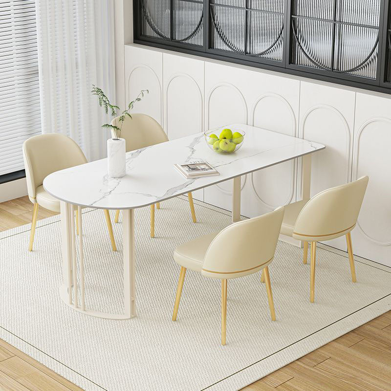 Contemporary Dining Room Dinner Table 4 Legs Stone Dining Table Clearhalo 'Dining Tables & Seating' 'Dining Tables' 'dining_table' 'furn' 'furn_dining_table' 'Furniture' 'Kitchen & Dining Furniture' 7076601