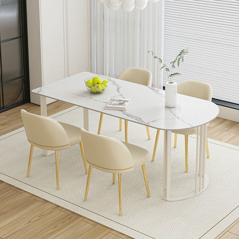 Contemporary Dining Room Dinner Table 4 Legs Stone Dining Table Clearhalo 'Dining Tables & Seating' 'Dining Tables' 'dining_table' 'furn' 'furn_dining_table' 'Furniture' 'Kitchen & Dining Furniture' 7076605