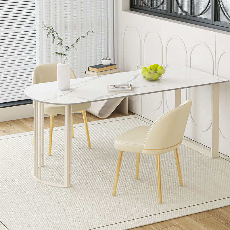 Contemporary Dining Room Dinner Table 4 Legs Stone Dining Table Clearhalo 'Dining Tables & Seating' 'Dining Tables' 'dining_table' 'furn' 'furn_dining_table' 'Furniture' 'Kitchen & Dining Furniture' 7076606