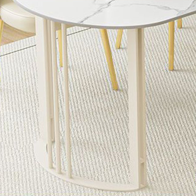 Contemporary Dining Room Dinner Table 4 Legs Stone Dining Table Clearhalo 'Dining Tables & Seating' 'Dining Tables' 'dining_table' 'furn' 'furn_dining_table' 'Furniture' 'Kitchen & Dining Furniture' 7076609