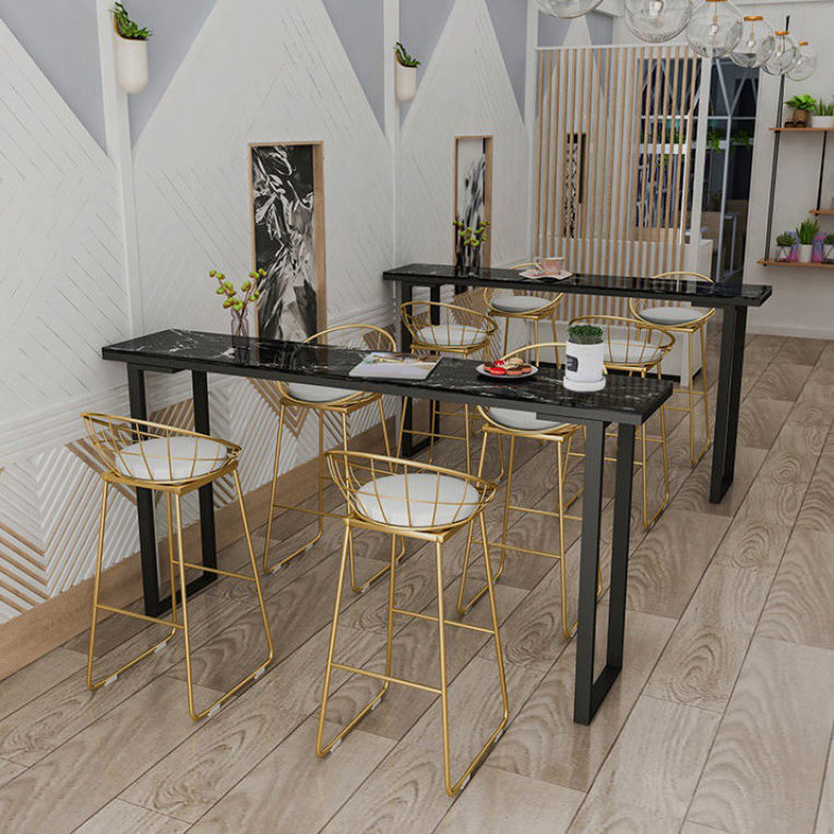 Modern Bar Table Set 1/4/7 Pieces Faux Marble Counter Table with Upholstered Stools