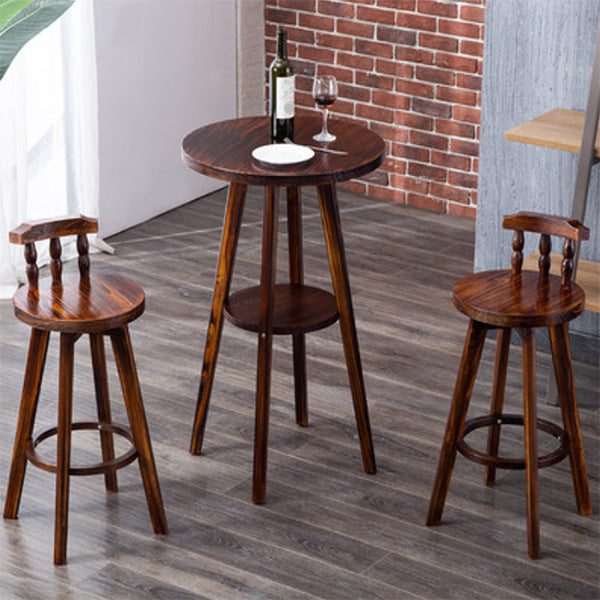 Solid Wood Pub Dining Set Contemporary 1/2/3 Pieces Table and Stool Set Table & Chair(s) Brown 3 Piece Set Clearhalo 'Bar Furniture' 'furn' 'furn_home_bar_bar_sets' 'Furniture' 'Home Bars & Bar Sets' 'home_bar_bar_sets' 'Kitchen & Dining Furniture' 7076731