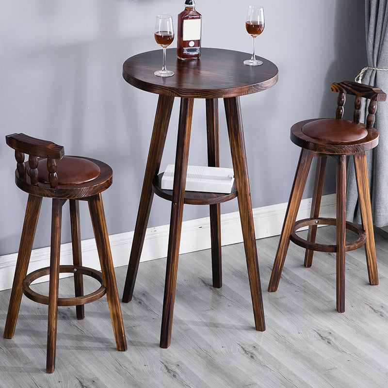 Solid Wood Pub Dining Set Contemporary 1/2/3 Pieces Table and Stool Set Table & Chair(s) Dark Brown 3 Piece Set Clearhalo 'Bar Furniture' 'furn' 'furn_home_bar_bar_sets' 'Furniture' 'Home Bars & Bar Sets' 'home_bar_bar_sets' 'Kitchen & Dining Furniture' 7076740