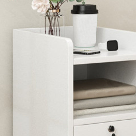 モダンなオープンストレージベッドナイトスタンドの引き出しには、ベッドルーム用のゴム製ウッドナイトテーブルが含まれています