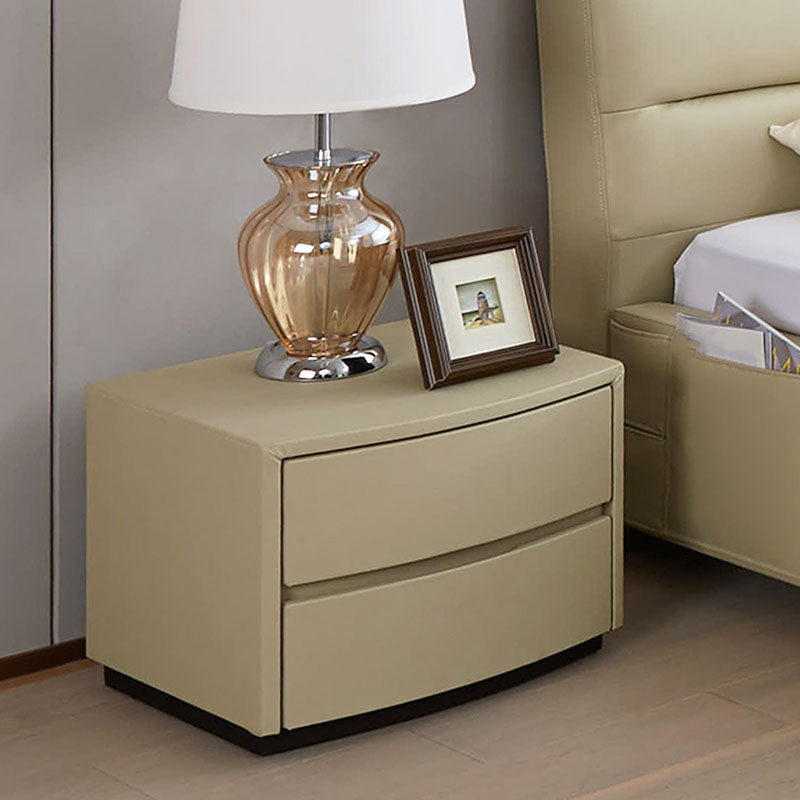 Modern Accent Table Nightstand Leather Bedside Cabinet for Bedroom Beige 1 Piece Clearhalo 'Bedroom Furniture' 'furn' 'furn_night_stand' 'Furniture' 'night_stand' 'Nightstands' 7077952