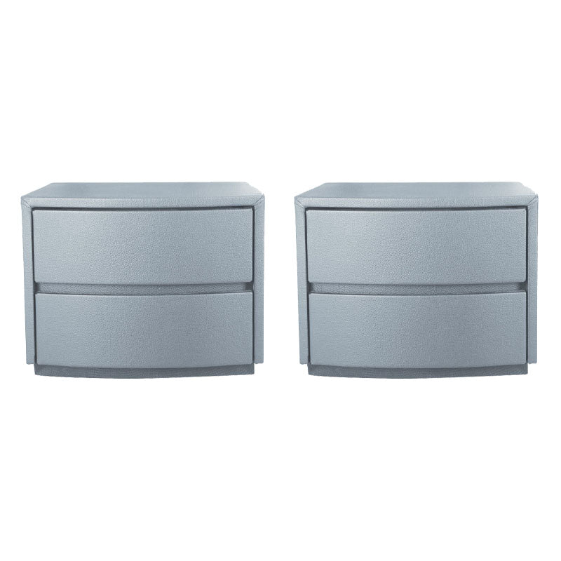 Modern Accent Table Nightstand Leather Bedside Cabinet for Bedroom Gray Blue 2 Piece Set Clearhalo 'Bedroom Furniture' 'furn' 'furn_night_stand' 'Furniture' 'night_stand' 'Nightstands' 7077956