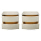 Modern Accent Table Nightstand Leather Bedside Cabinet for Bedroom Beige 2 Piece Set Clearhalo 'Bedroom Furniture' 'furn' 'furn_night_stand' 'Furniture' 'night_stand' 'Nightstands' 7077960
