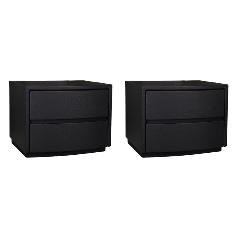 Modern Accent Table Nightstand Leather Bedside Cabinet for Bedroom Black 2 Piece Set Clearhalo 'Bedroom Furniture' 'furn' 'furn_night_stand' 'Furniture' 'night_stand' 'Nightstands' 7077963